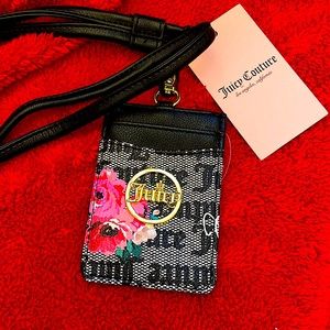 Juicy Couture Black and Pink Floral Mini Bag